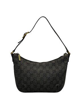 Gucci Handbag GG Pattern Black Gray Leather